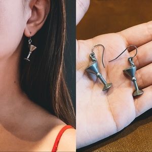 Vintage silver tone Martini Earrings